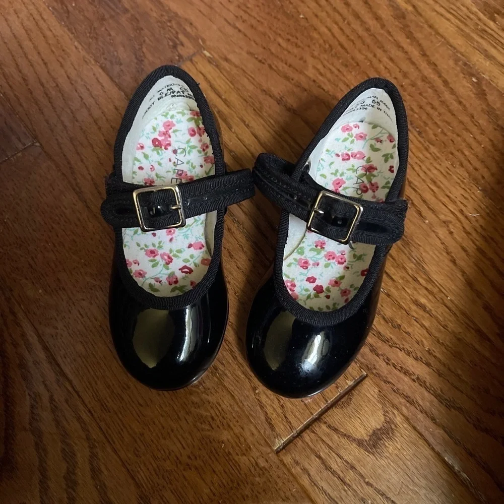Capezio Black Tap Shoes Girls Size 6M Tele Tone Tap 3800T
